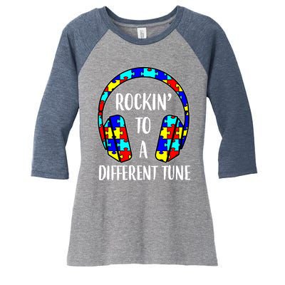 Rockin To A Different Tune Autism Awareness Women's Tri-Blend 3/4-Sleeve Raglan Shirt