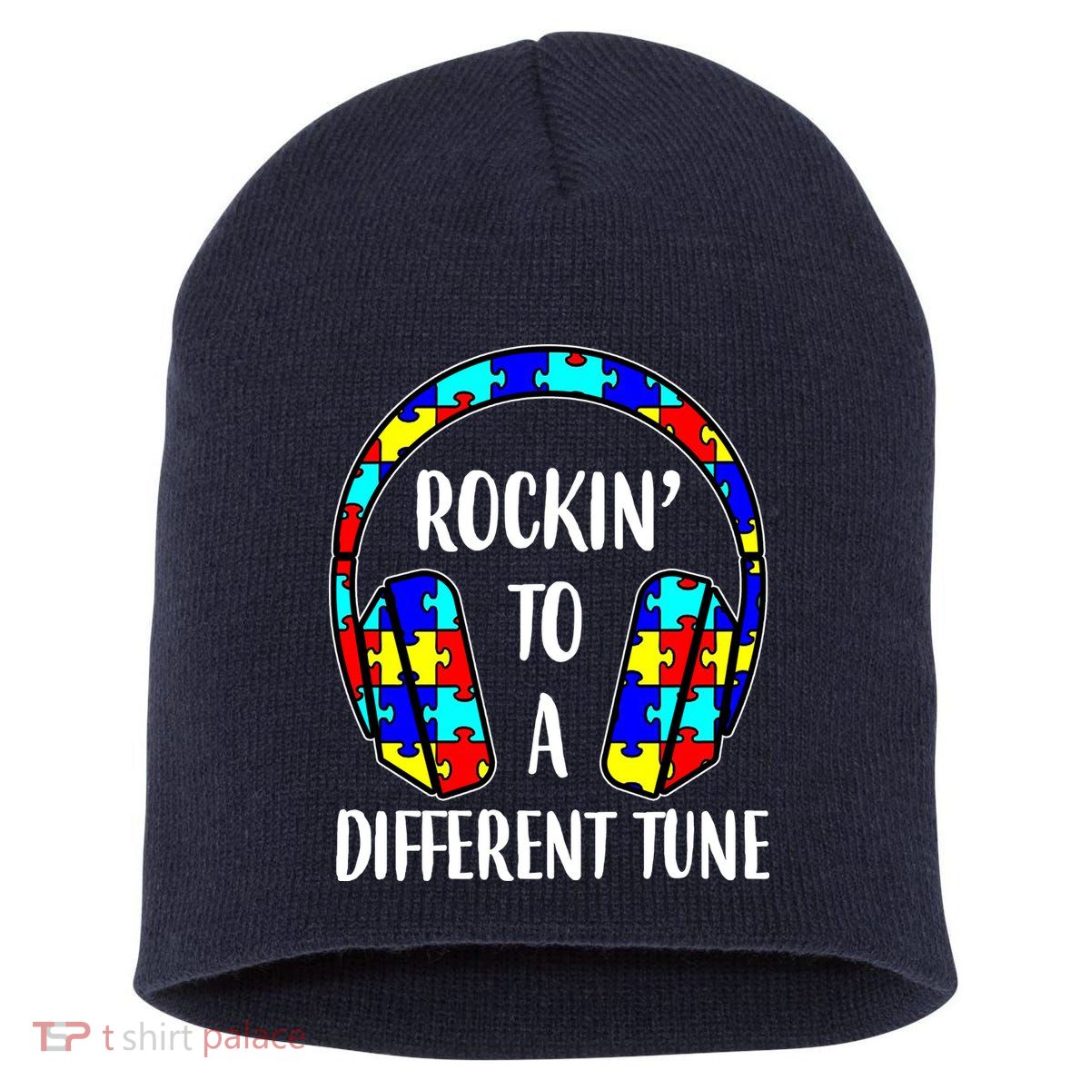 Rockin To A Different Tune Autism Awareness Short Acrylic Beanie