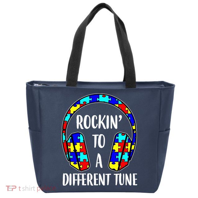 Rockin To A Different Tune Autism Awareness Zip Tote Bag