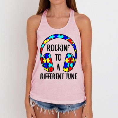 Rockin To A Different Tune Autism Awareness Women's Knotted Racerback Tank