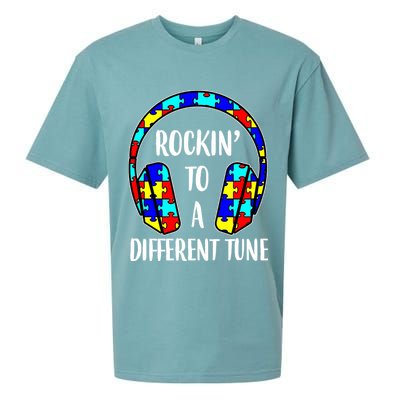 Rockin To A Different Tune Autism Awareness Sueded Cloud Jersey T-Shirt