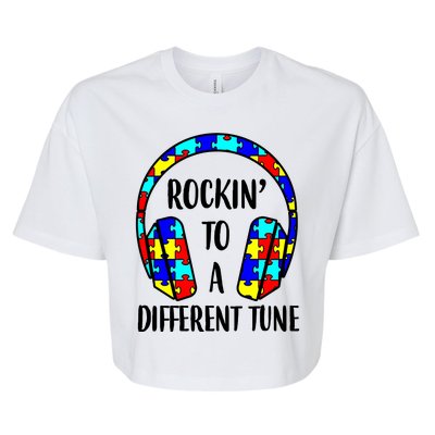 Rockin To A Different Tune Autism Awareness Bella+Canvas Jersey Crop Tee