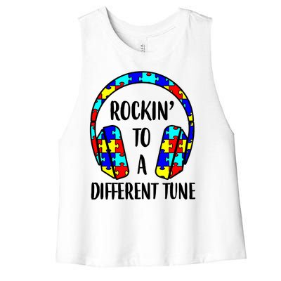 Rockin To A Different Tune Autism Awareness Women's Racerback Cropped Tank