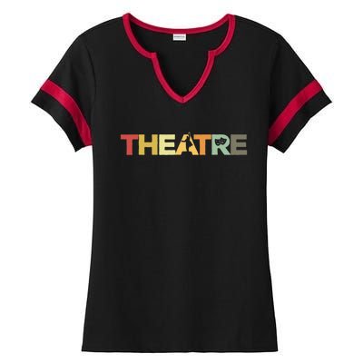 Retro Theatre Actor Rehearsal Vintage Drama Theater Ladies Halftime Notch Neck Tee