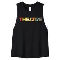 Retro Theatre Actor Rehearsal Vintage Drama Theater Women's Racerback Cropped Tank