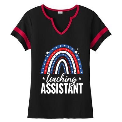 Rainbow Teaching Assistant 4th Of July Usa America Patriotic Gift Ladies Halftime Notch Neck Tee