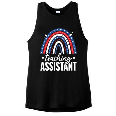 Rainbow Teaching Assistant 4th Of July Usa America Patriotic Gift Ladies PosiCharge Tri-Blend Wicking Tank