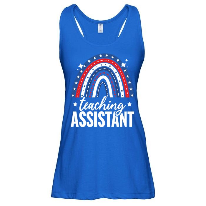 Rainbow Teaching Assistant 4th Of July Usa America Patriotic Gift Ladies Essential Flowy Tank