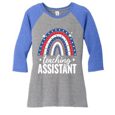 Rainbow Teaching Assistant 4th Of July Usa America Patriotic Gift Women's Tri-Blend 3/4-Sleeve Raglan Shirt