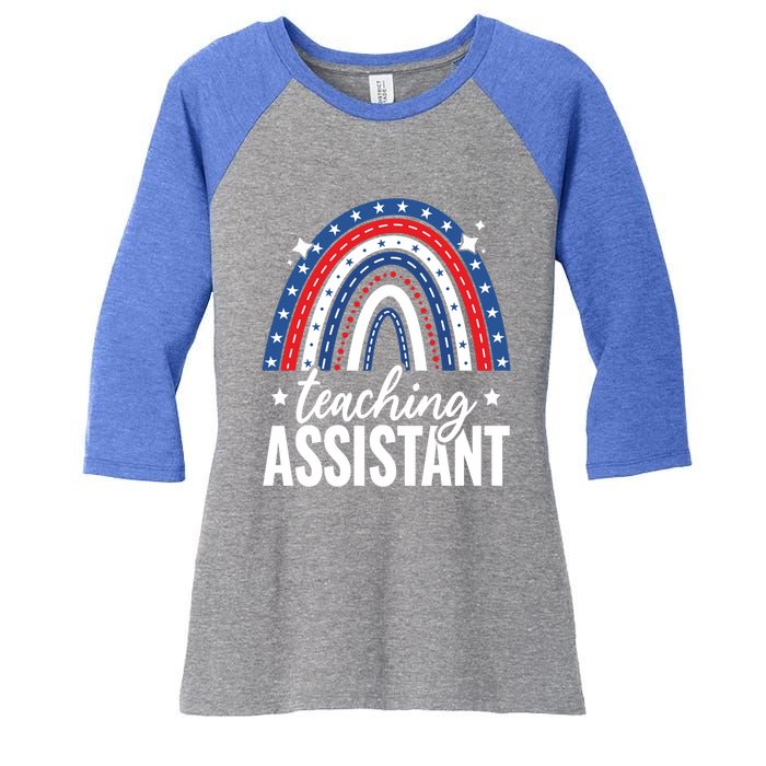 Rainbow Teaching Assistant 4th Of July Usa America Patriotic Gift Women's Tri-Blend 3/4-Sleeve Raglan Shirt