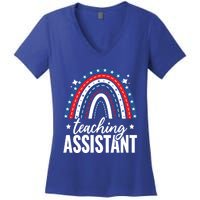 Rainbow Teaching Assistant 4th Of July Usa America Patriotic Gift Women's V-Neck T-Shirt