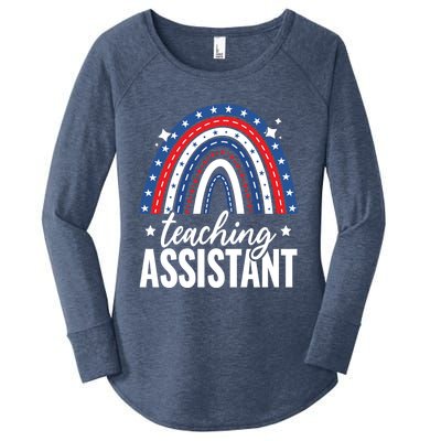 Rainbow Teaching Assistant 4th Of July Usa America Patriotic Gift Women's Perfect Tri Tunic Long Sleeve Shirt