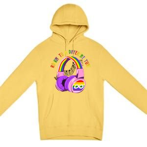 Rockin To A Different Tune Rainbow Autism Awareness Premium Pullover Hoodie