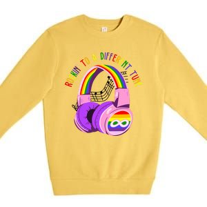 Rockin To A Different Tune Rainbow Autism Awareness Premium Crewneck Sweatshirt