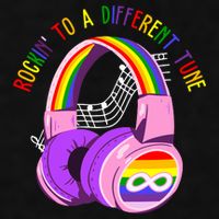 Rockin To A Different Tune Rainbow Autism Awareness Ladies PosiCharge Tri-Blend Wicking Tank