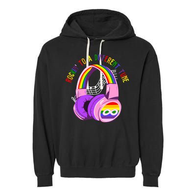 Rockin To A Different Tune Rainbow Autism Awareness Garment-Dyed Fleece Hoodie