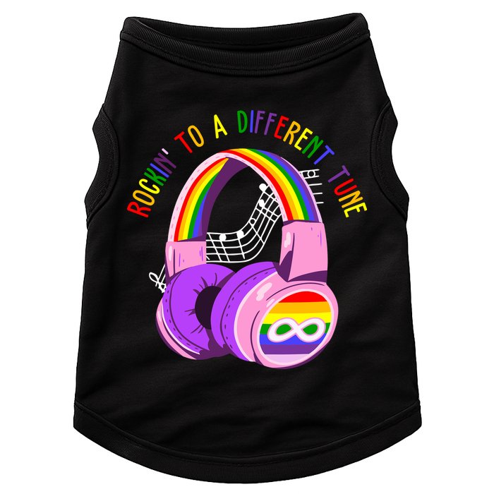 Rockin To A Different Tune Rainbow Autism Awareness Doggie Tank