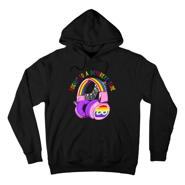 Rockin To A Different Tune Rainbow Autism Awareness Hoodie