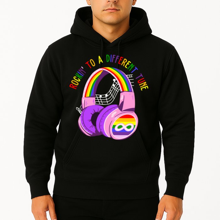Rockin To A Different Tune Rainbow Autism Awareness Hoodie