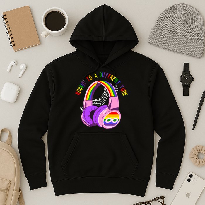 Rockin To A Different Tune Rainbow Autism Awareness Hoodie
