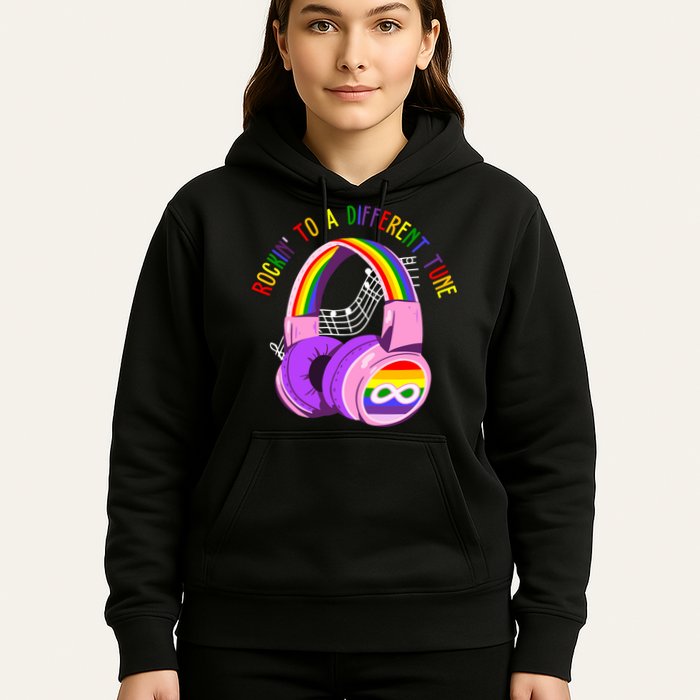 Rockin To A Different Tune Rainbow Autism Awareness Hoodie