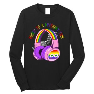 Rockin To A Different Tune Rainbow Autism Awareness Long Sleeve Shirt