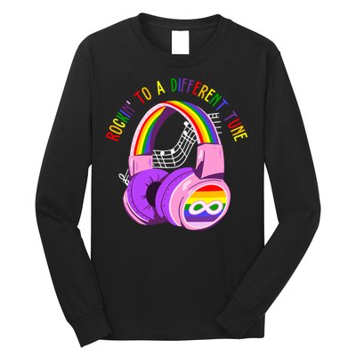 Rockin To A Different Tune Rainbow Autism Awareness Long Sleeve Shirt