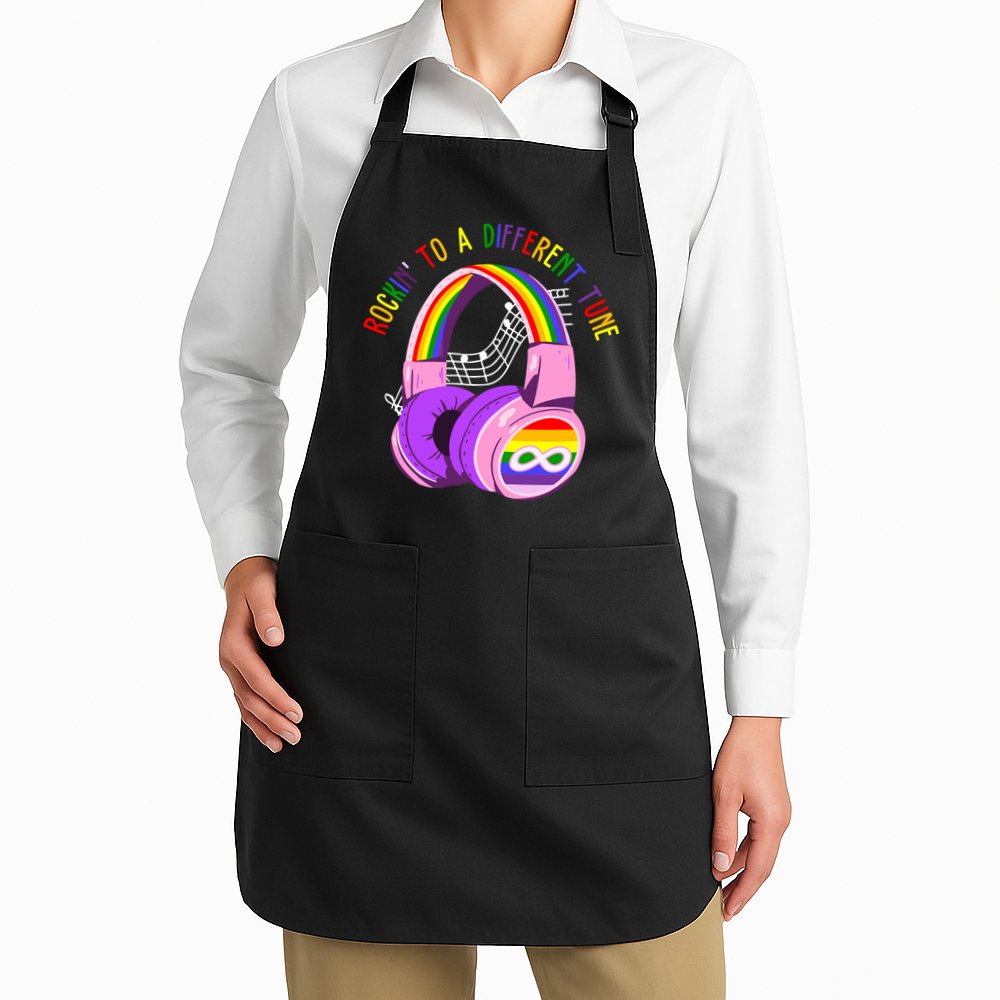 Rockin To A Different Tune Rainbow Autism Awareness Apron