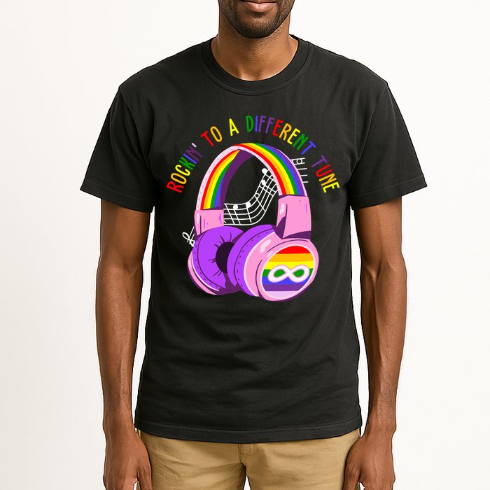 Rockin To A Different Tune Rainbow Autism Awareness Tall T-Shirt