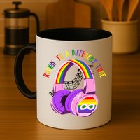 Rockin To A Different Tune Rainbow Autism Awareness Mug