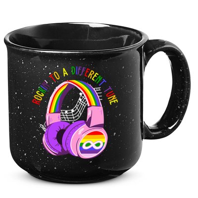 Rockin To A Different Tune Rainbow Autism Awareness 15oz Campfire Ceramic Mug