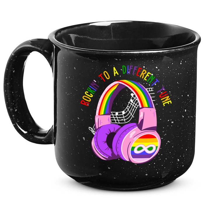 Rockin To A Different Tune Rainbow Autism Awareness 15oz Campfire Ceramic Mug