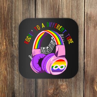 Rockin To A Different Tune Rainbow Autism Awareness Coaster