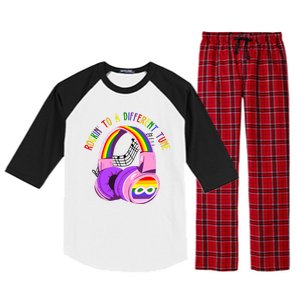 Rockin To A Different Tune Rainbow Autism Awareness Raglan Sleeve Pajama Set