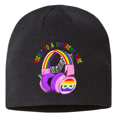 Rockin To A Different Tune Rainbow Autism Awareness Sustainable Beanie