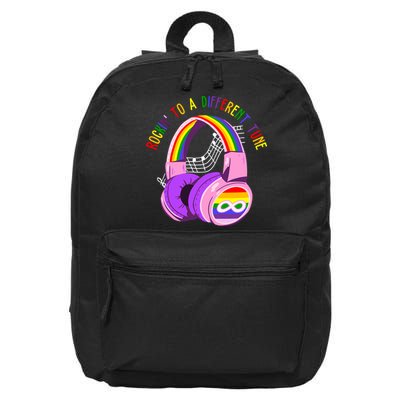 Rockin To A Different Tune Rainbow Autism Awareness 16 in Basic Backpack