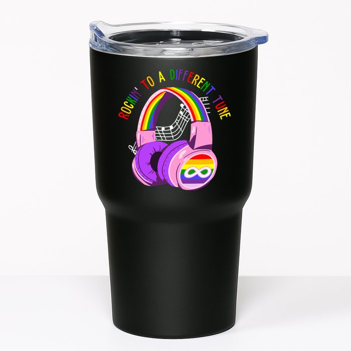 Rockin To A Different Tune Rainbow Autism Awareness Tumbler