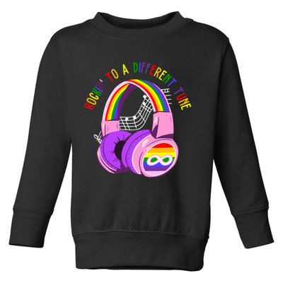 Rockin To A Different Tune Rainbow Autism Awareness Toddler Sweatshirt