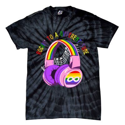 Rockin To A Different Tune Rainbow Autism Awareness Tie-Dye T-Shirt
