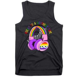 Rockin To A Different Tune Rainbow Autism Awareness Tank Top