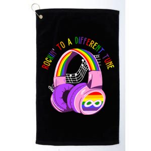 Rockin To A Different Tune Rainbow Autism Awareness Platinum Collection Golf Towel