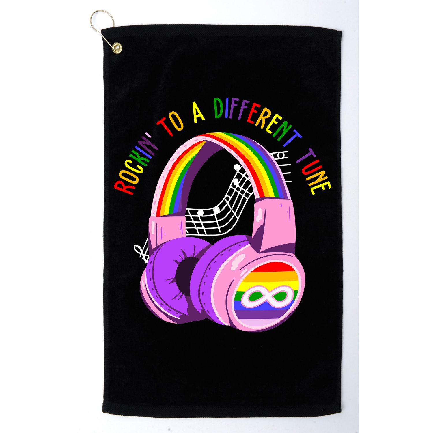 Rockin To A Different Tune Rainbow Autism Awareness Golf Towel