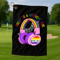 Rockin To A Different Tune Rainbow Autism Awareness Golf Towel