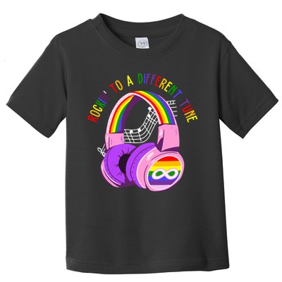 Rockin To A Different Tune Rainbow Autism Awareness Toddler T-Shirt