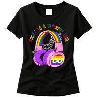 Rockin To A Different Tune Rainbow Autism Awareness Womens T-Shirt