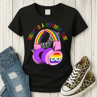 Rockin To A Different Tune Rainbow Autism Awareness Womens T-Shirt