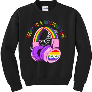 Rockin To A Different Tune Rainbow Autism Awareness Kids Sweatshirt