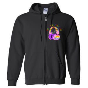 Rockin To A Different Tune Rainbow Autism Awareness Full Zip Hoodie