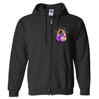 Rockin To A Different Tune Rainbow Autism Awareness Full Zip Hoodie