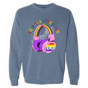 Rockin To A Different Tune Rainbow Autism Awareness Garment-Dyed Sweatshirt